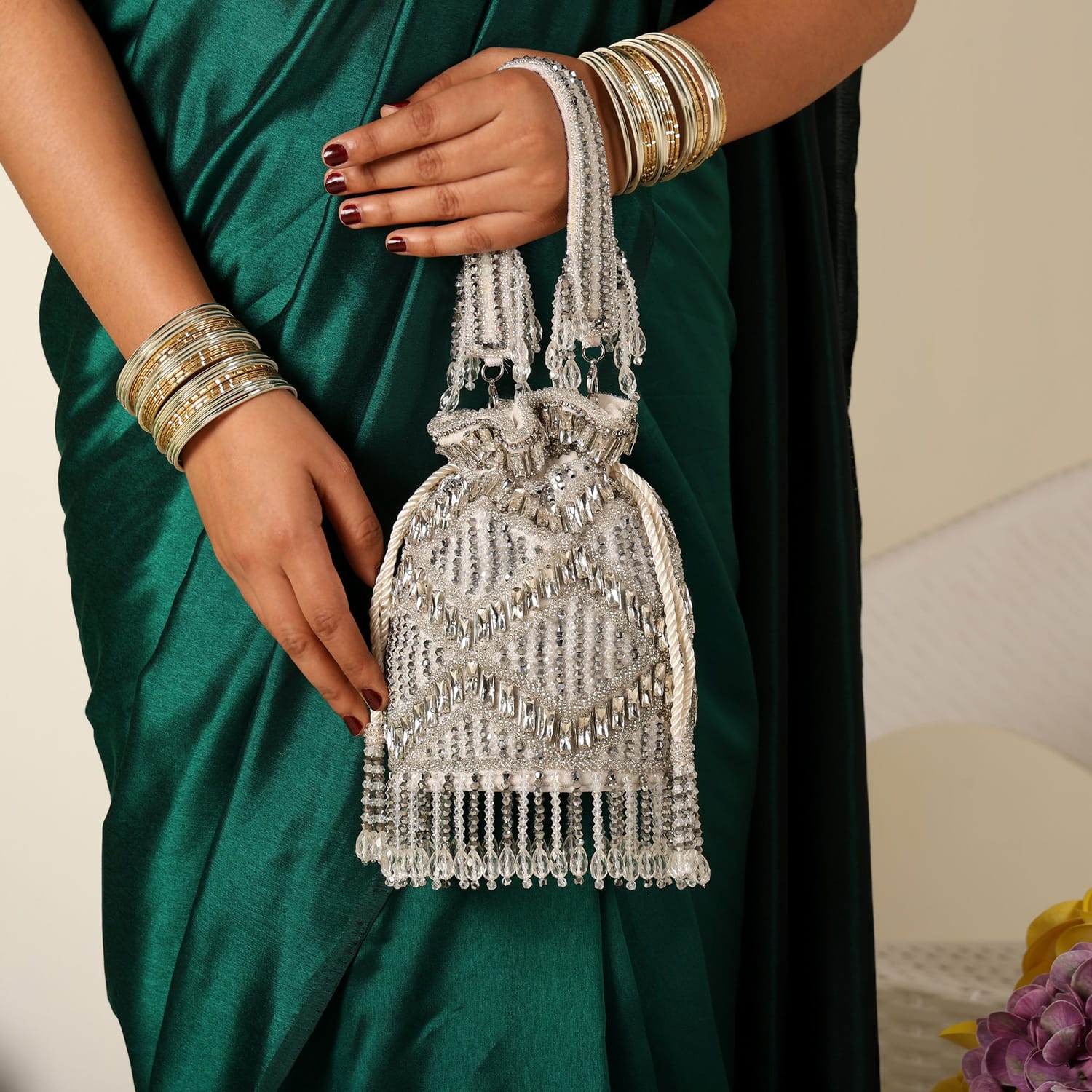 Fiza Silver Potli Bag