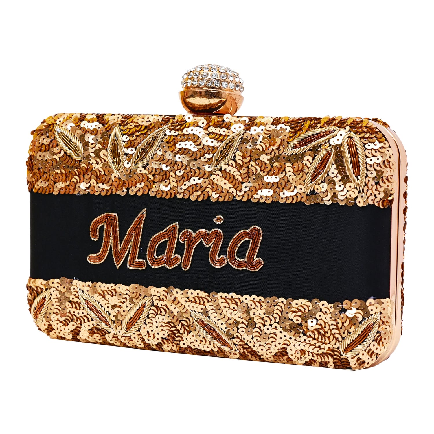 Velour Black Name Clutch