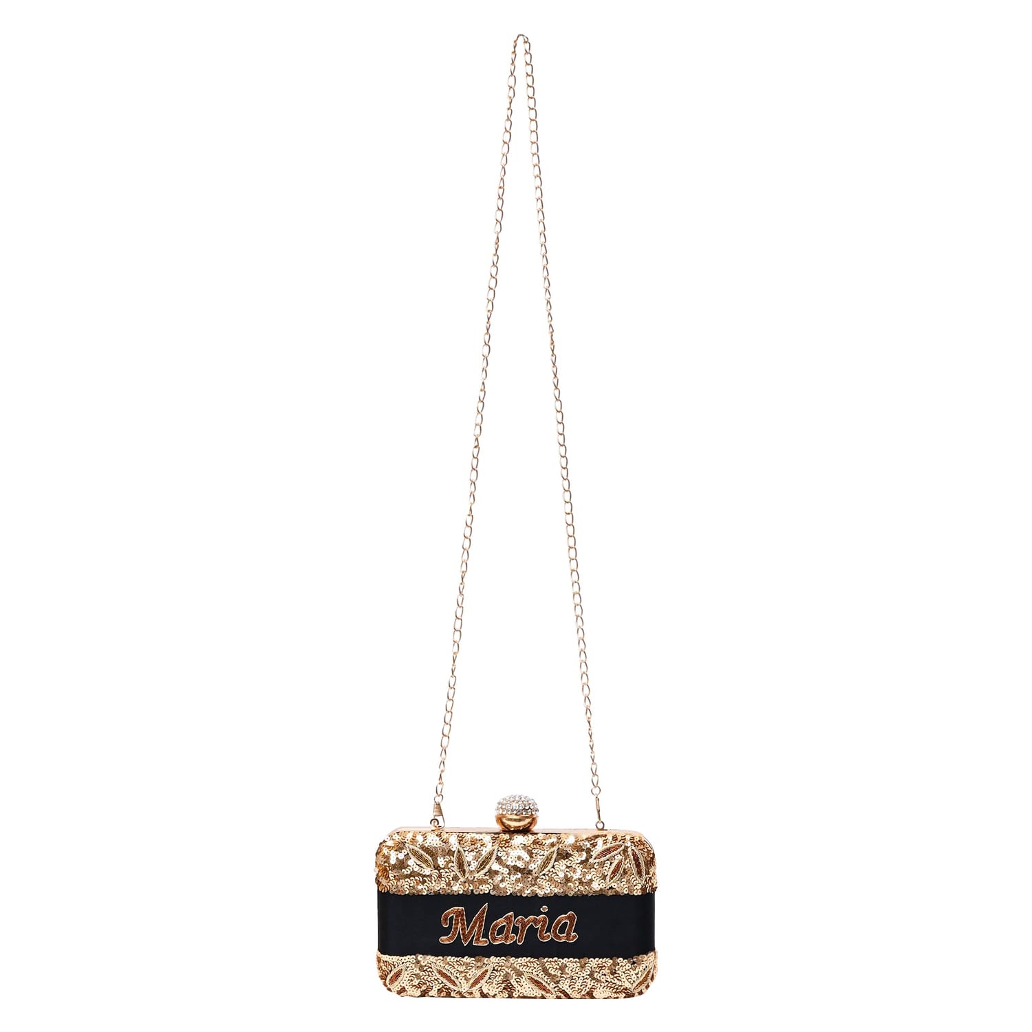 Velour Black Name Clutch