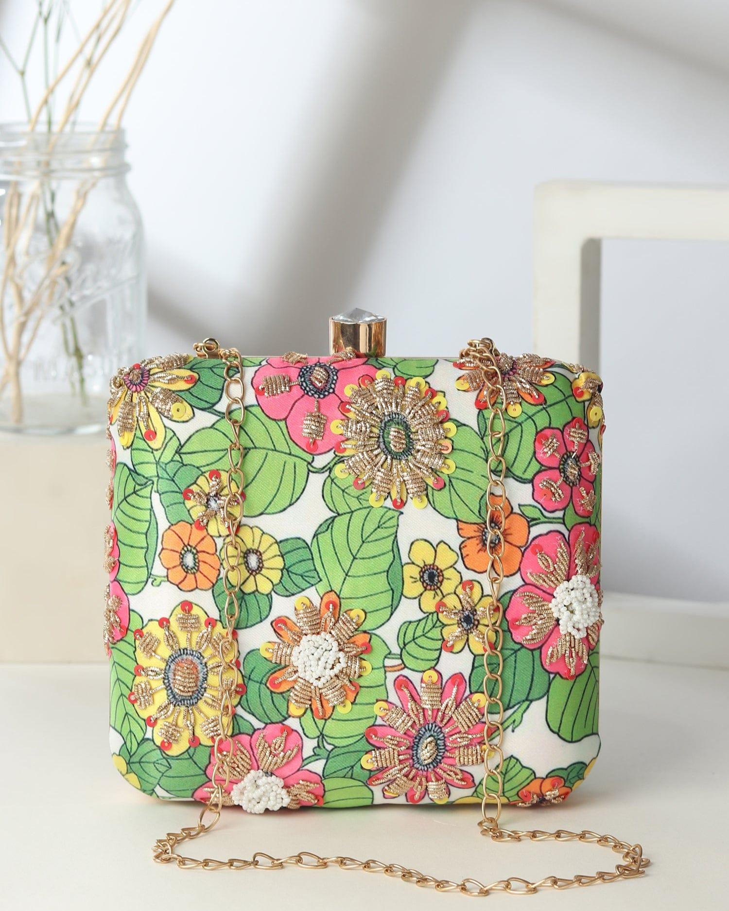 Vanika Green Clutch