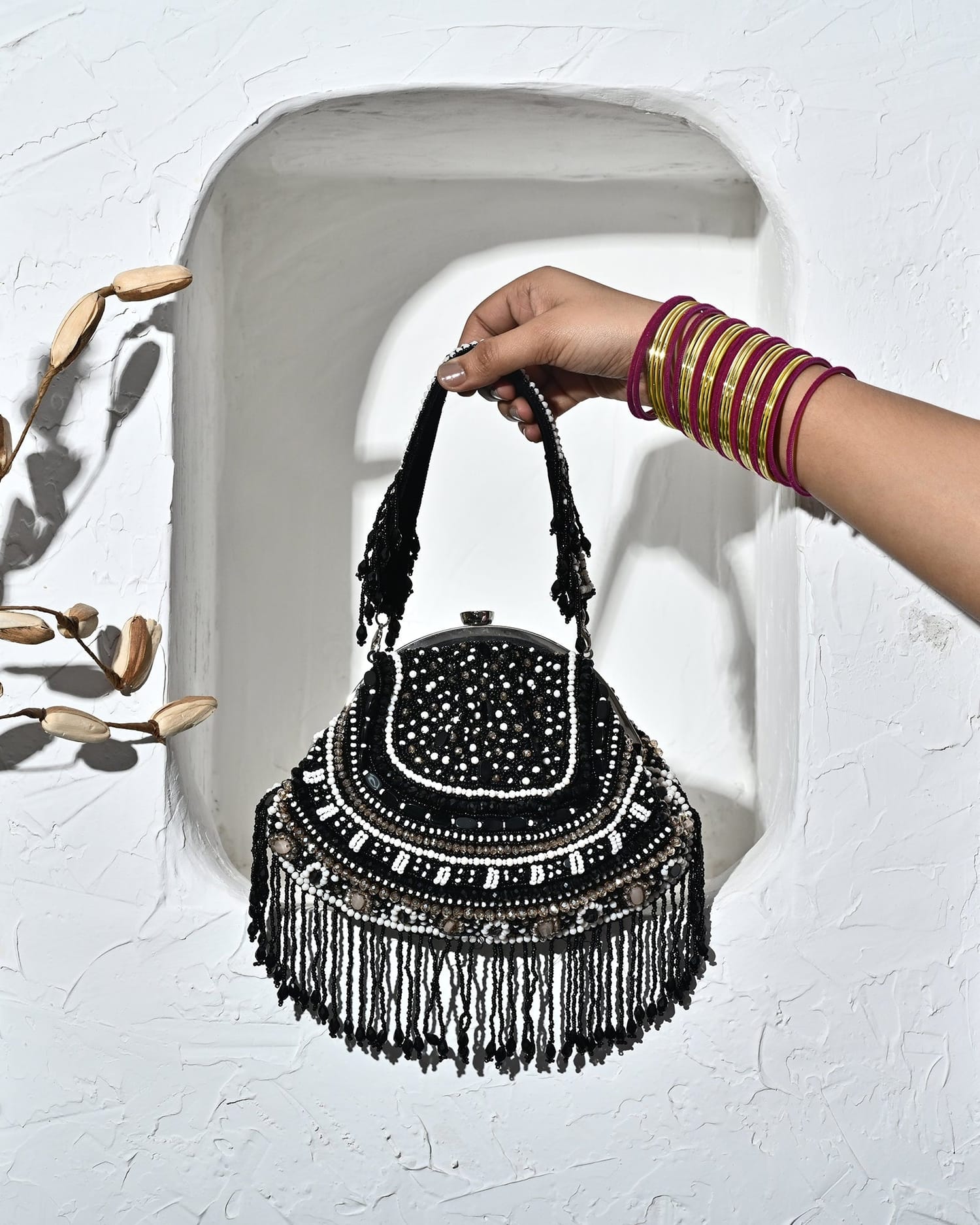 Sunehri Black Batua Bag