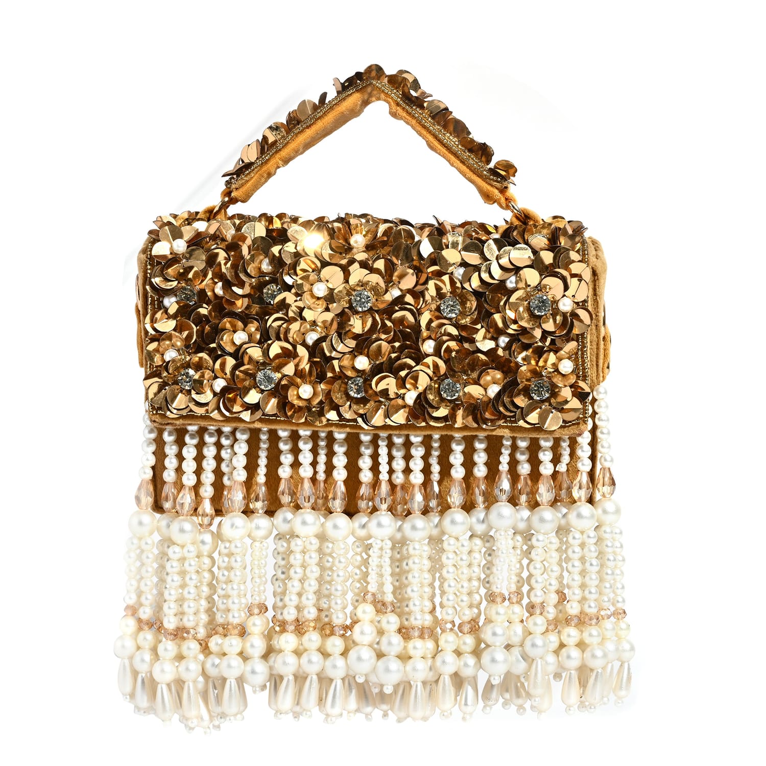 Nazaara Golden Box Clutch