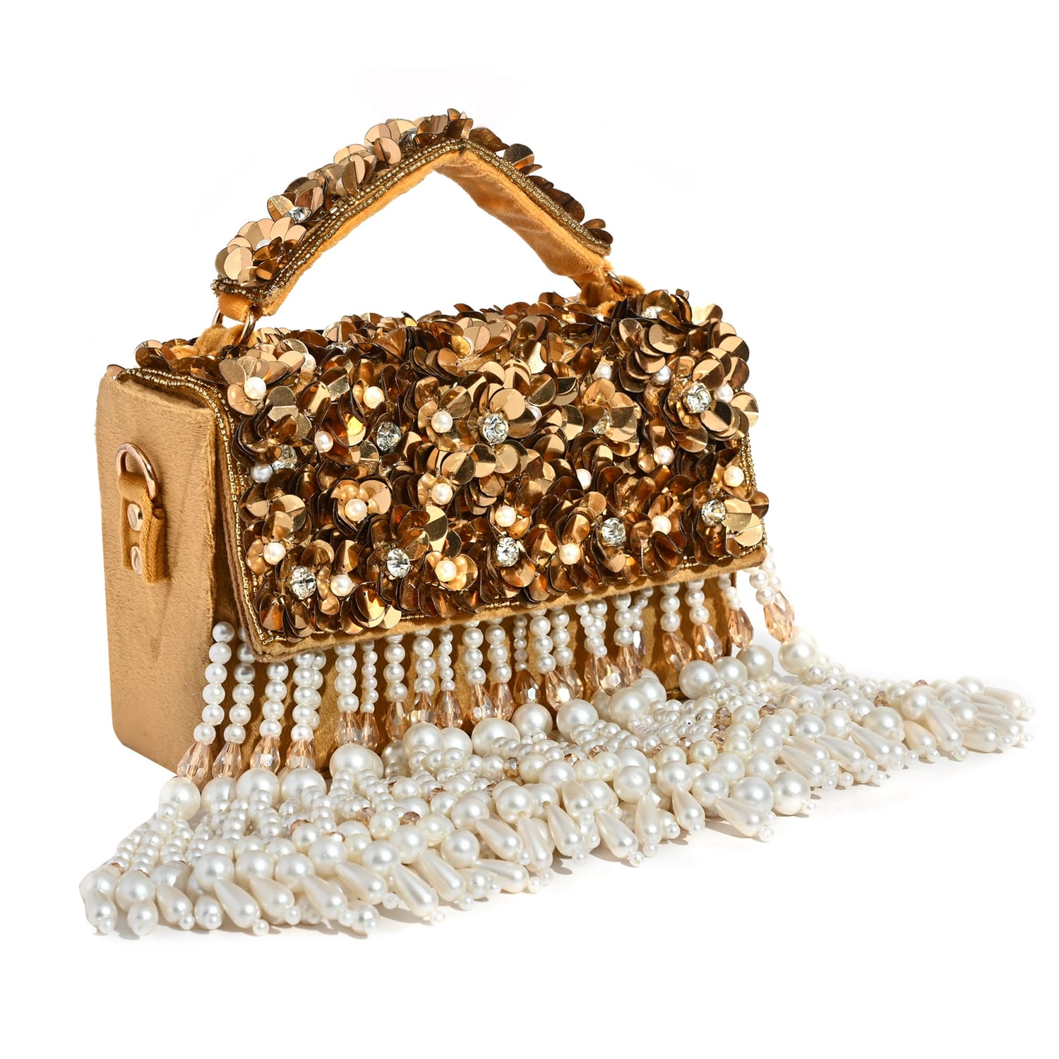 Nazaara Golden Box Clutch