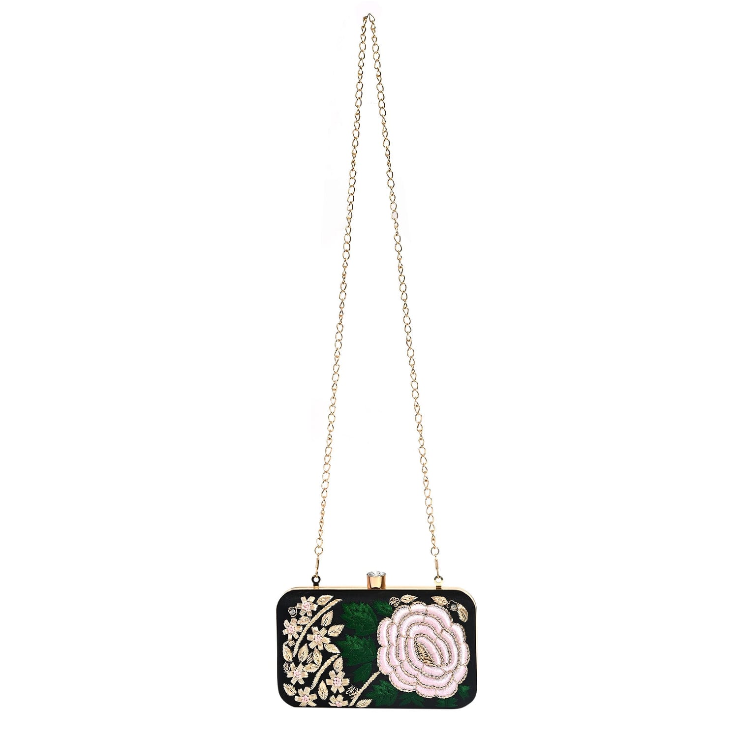 Rosette Black Clutch