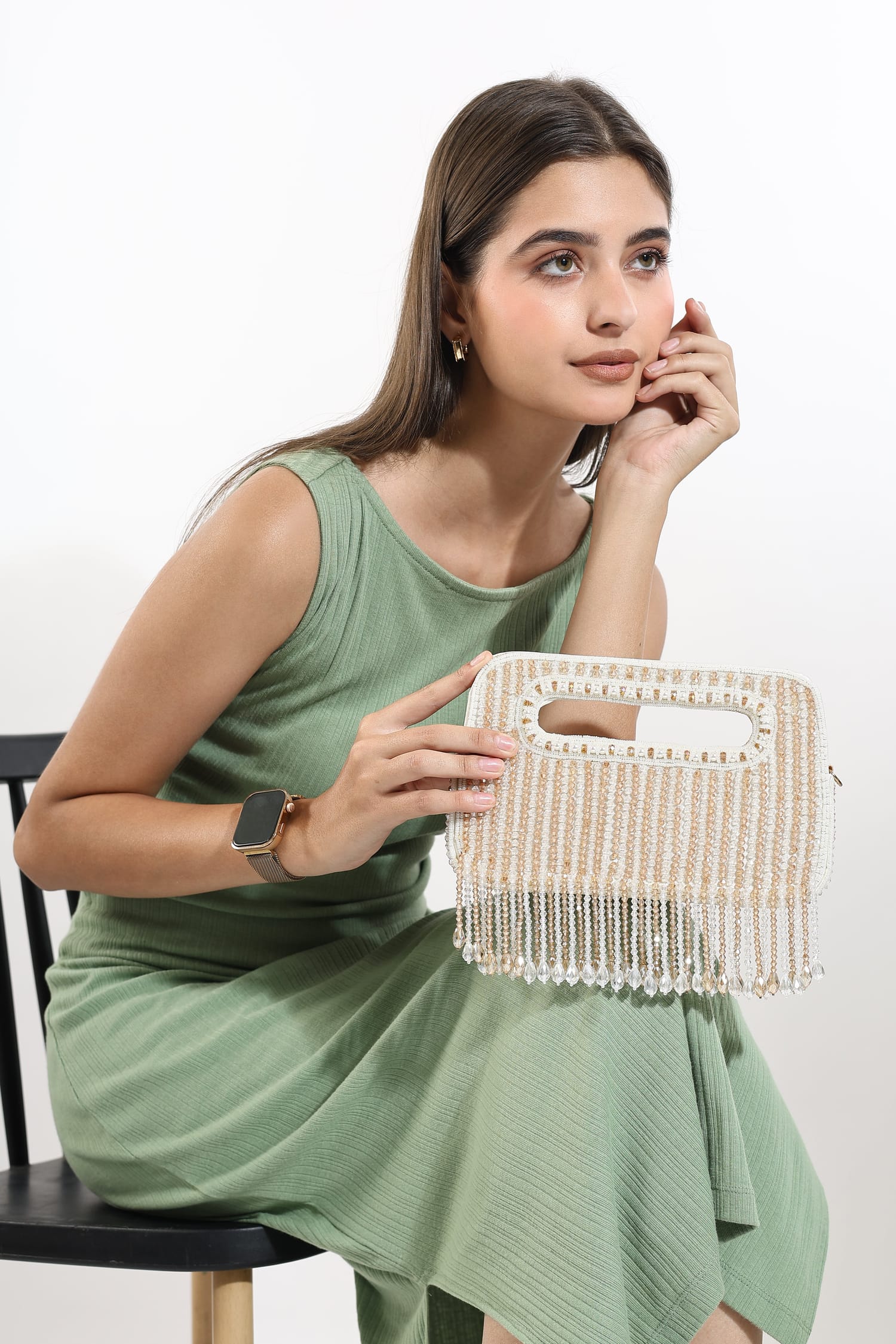 Aurelia Beaded Fringe Clutch