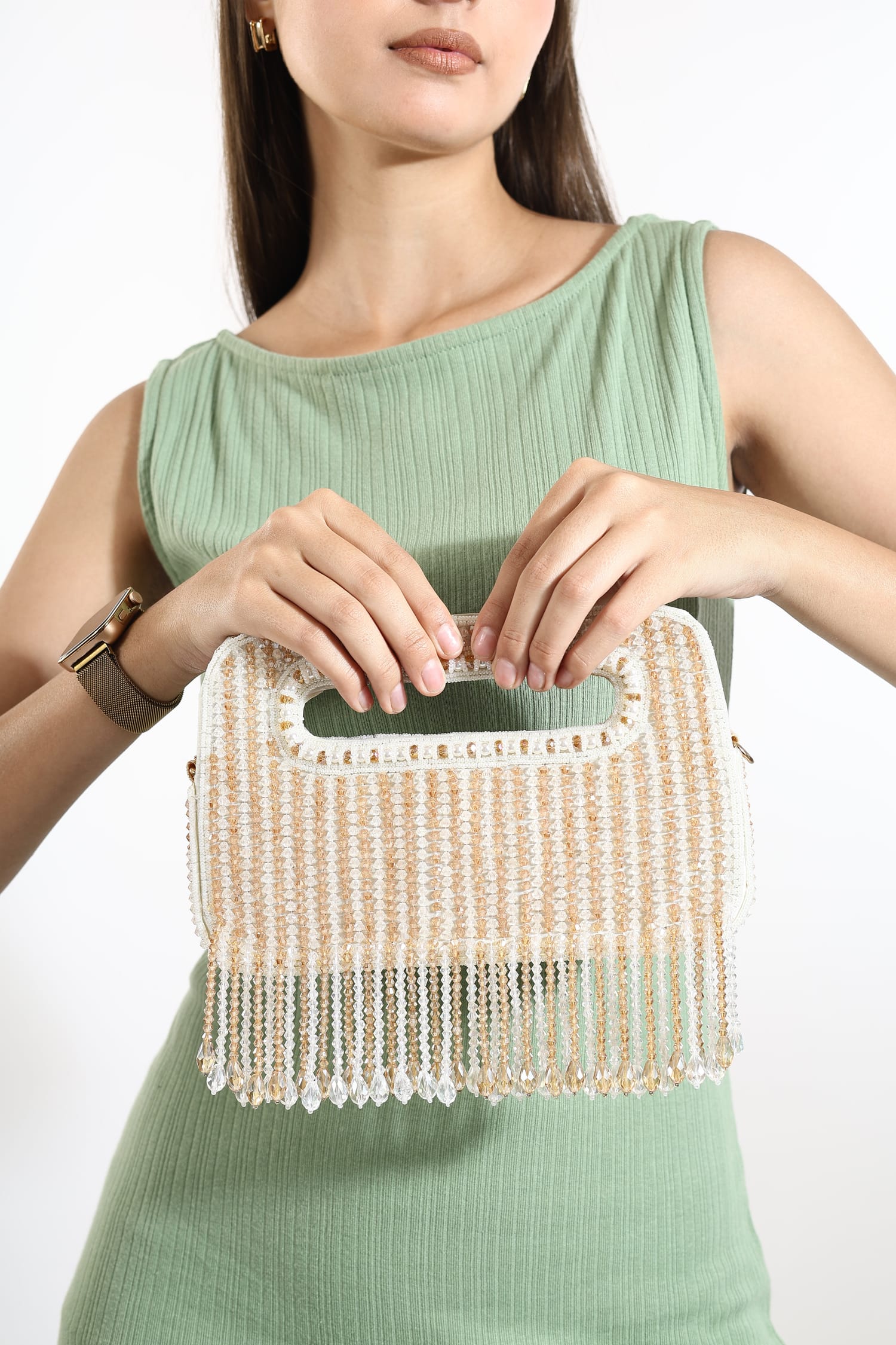 Aurelia Beaded Fringe Clutch