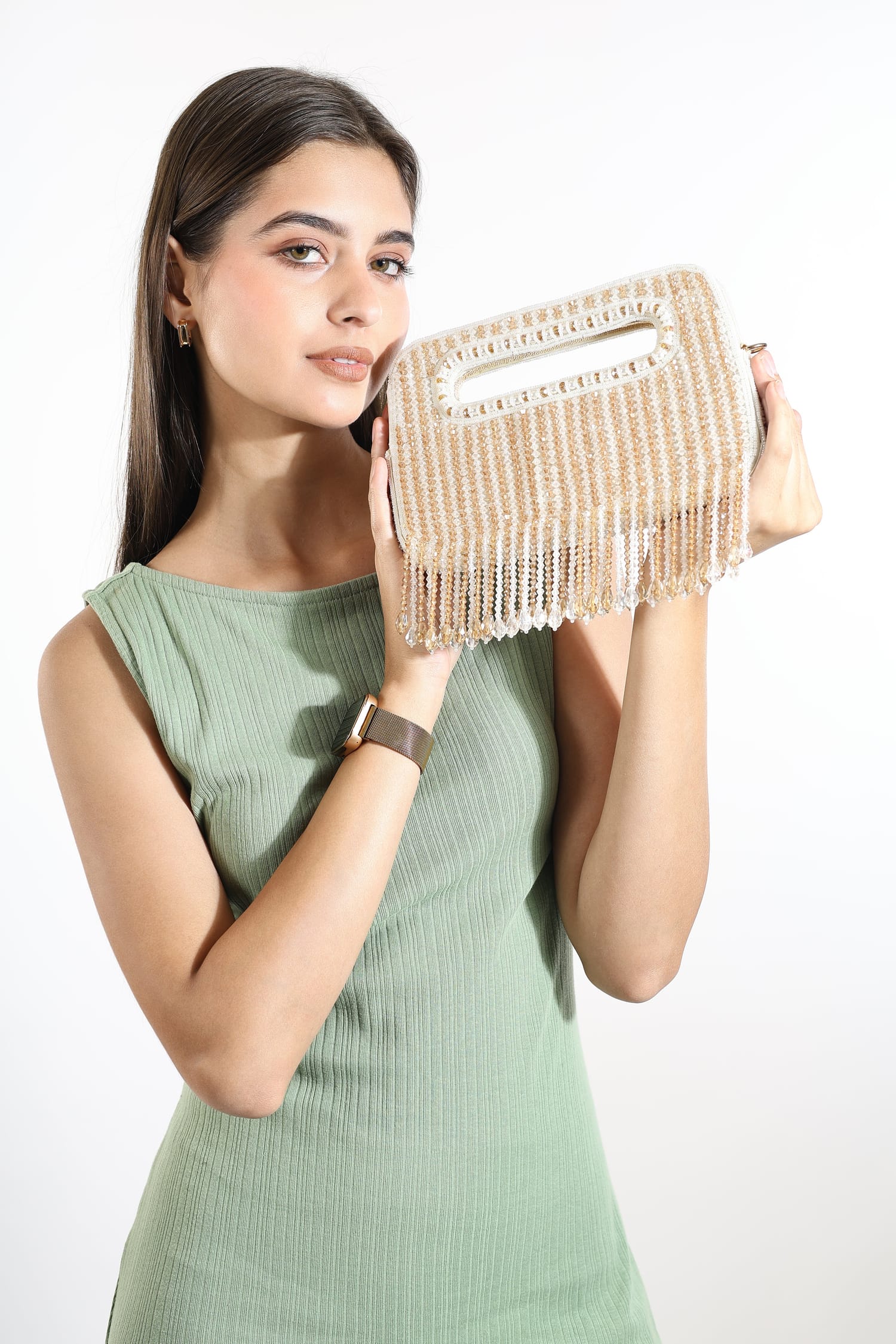 Aurelia Beaded Fringe Clutch