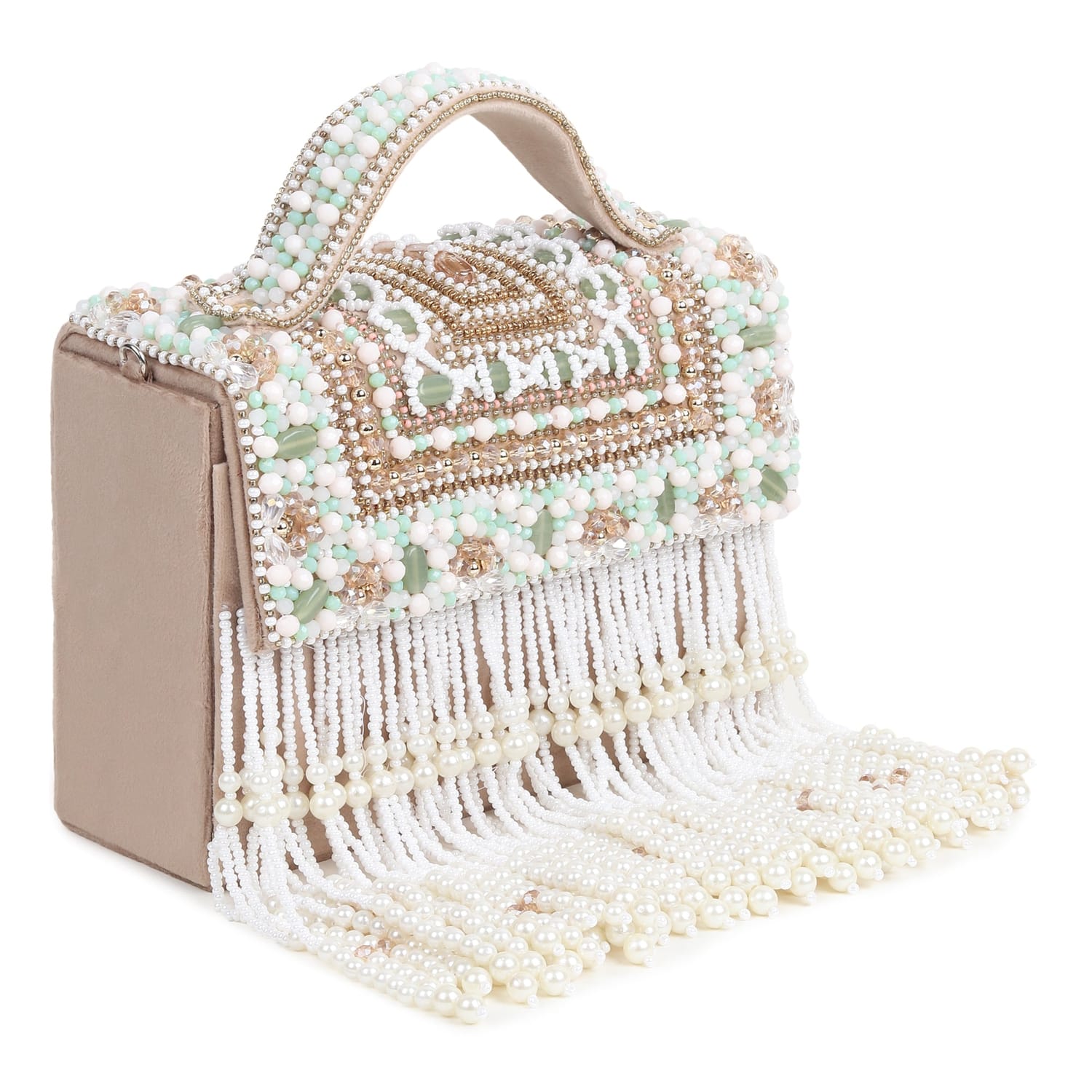 Amara Beige Box Clutch