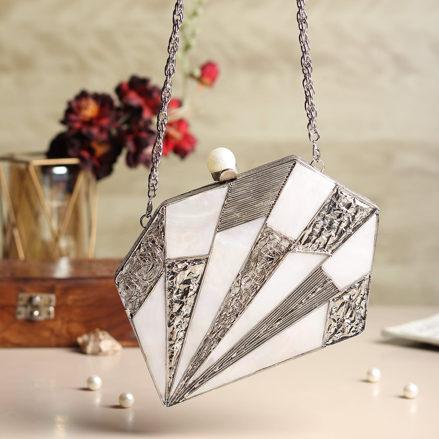 Ishara Silver Clutch