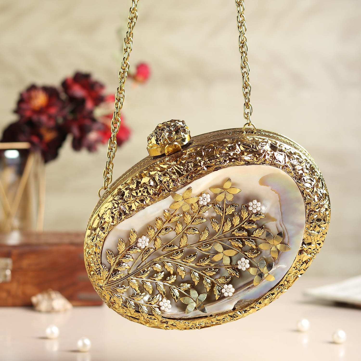Abeer Golden Clutch