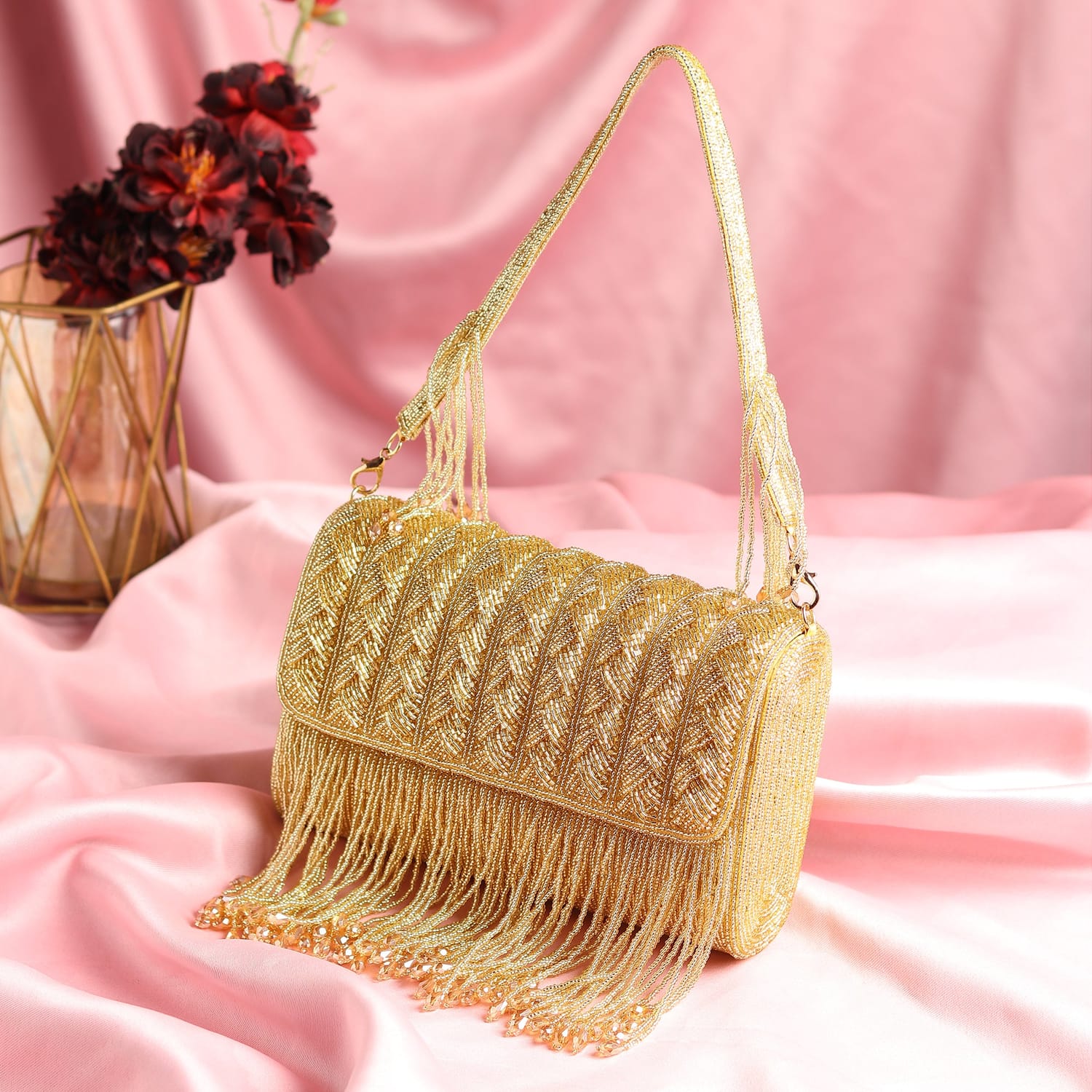 Mehfil Golden Flap Bag