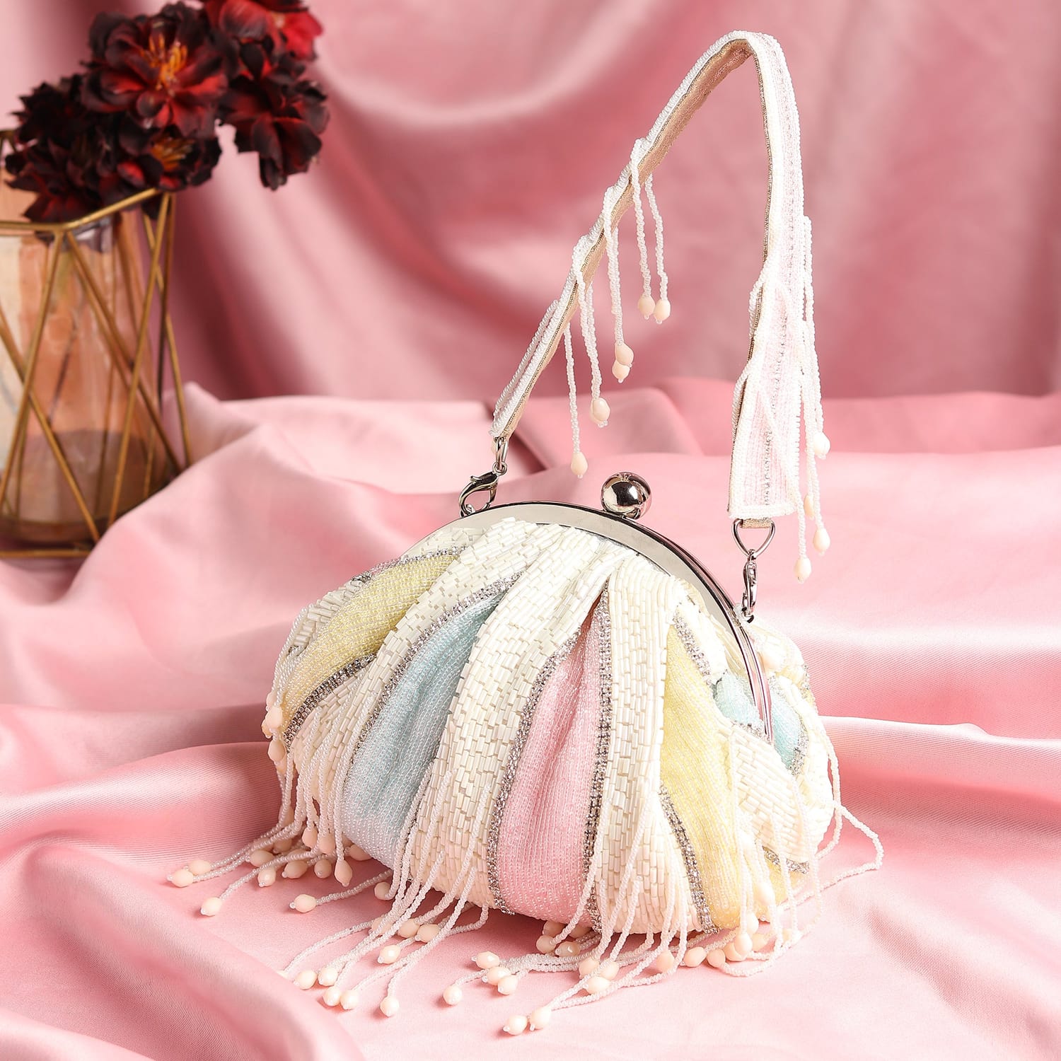 Sabrina White Batua Bag