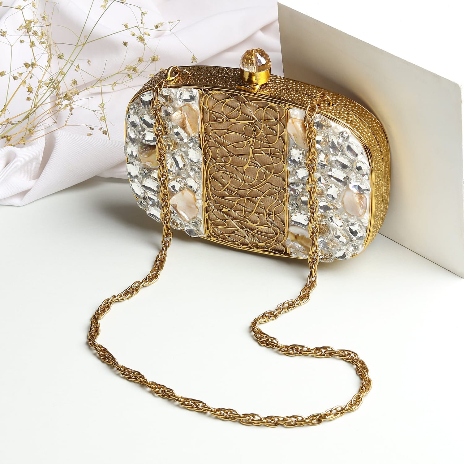 Serena Golden Clutch