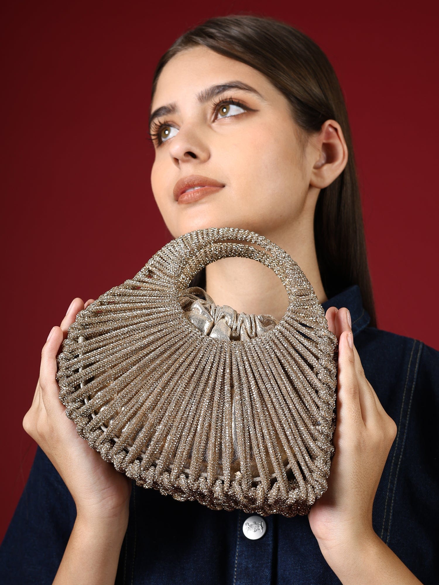 Velin Golden Beaded Bag