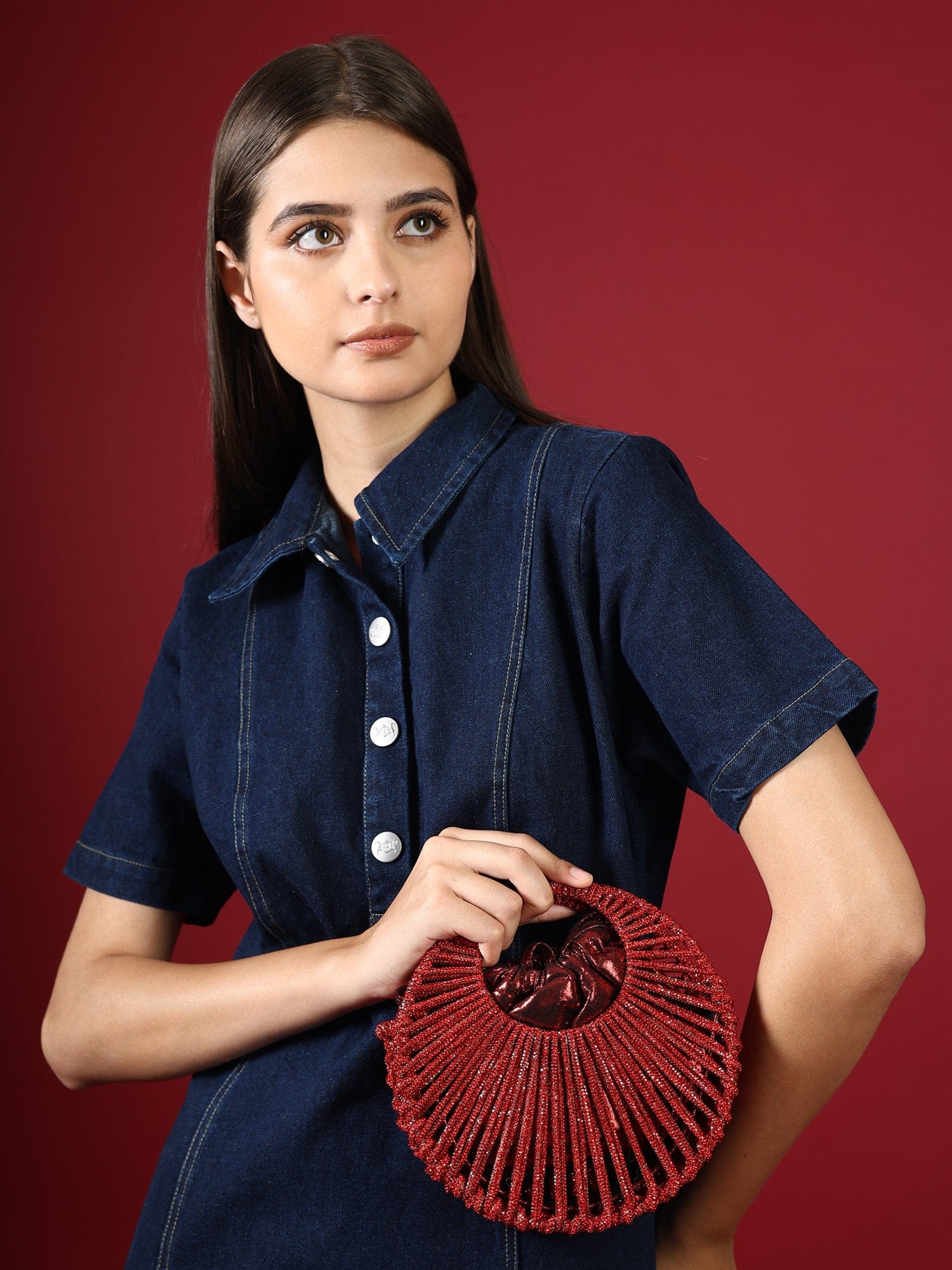 Noorafshan Red Beaded Bag