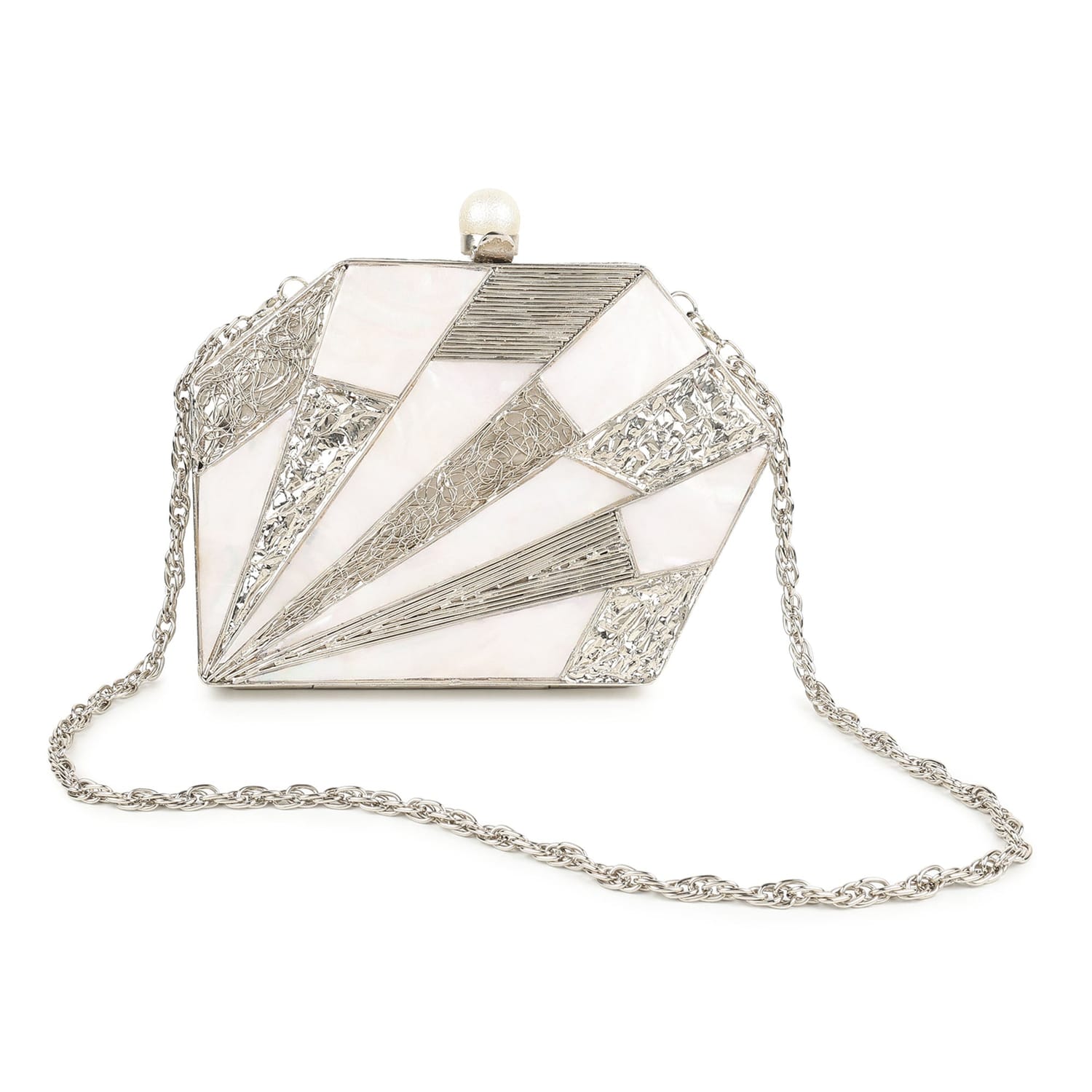 Ishara Silver Clutch