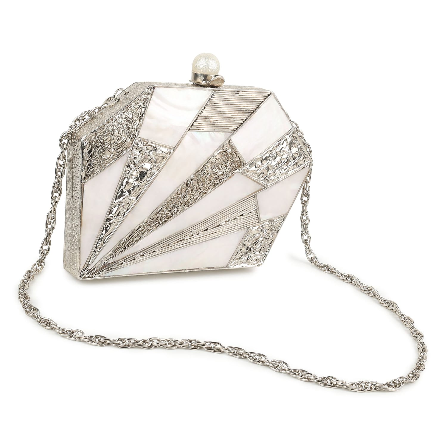 Ishara Silver Clutch