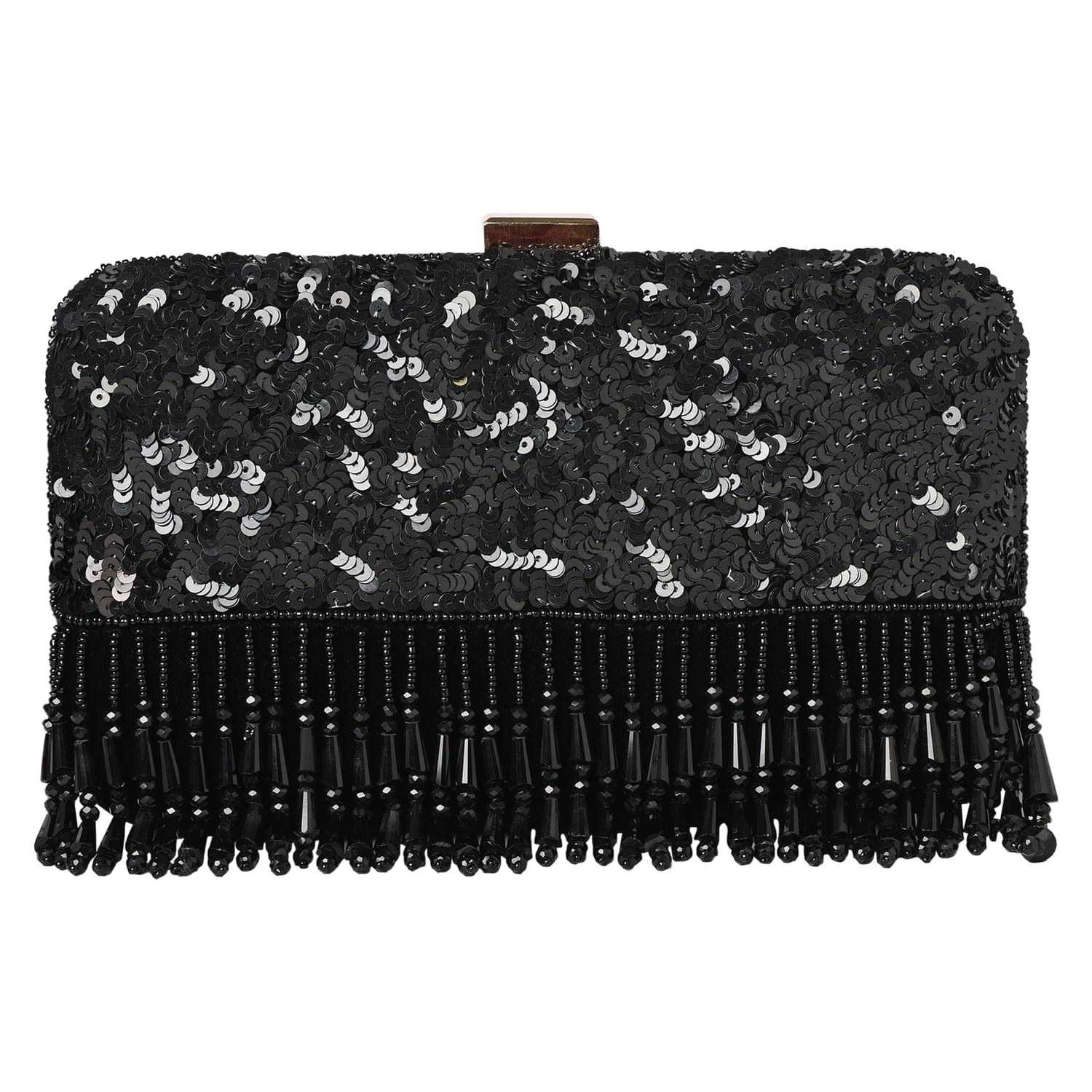 Naaz Black Clutch