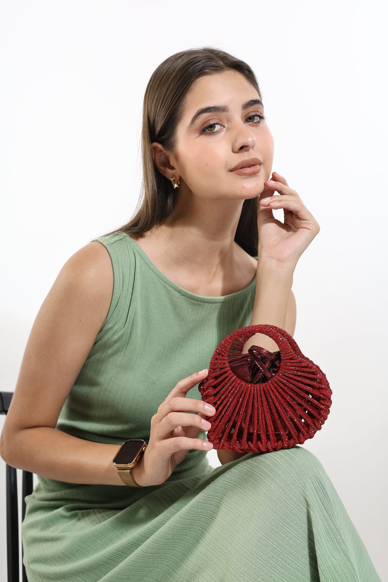 Orya Red Mini Beaded Bag
