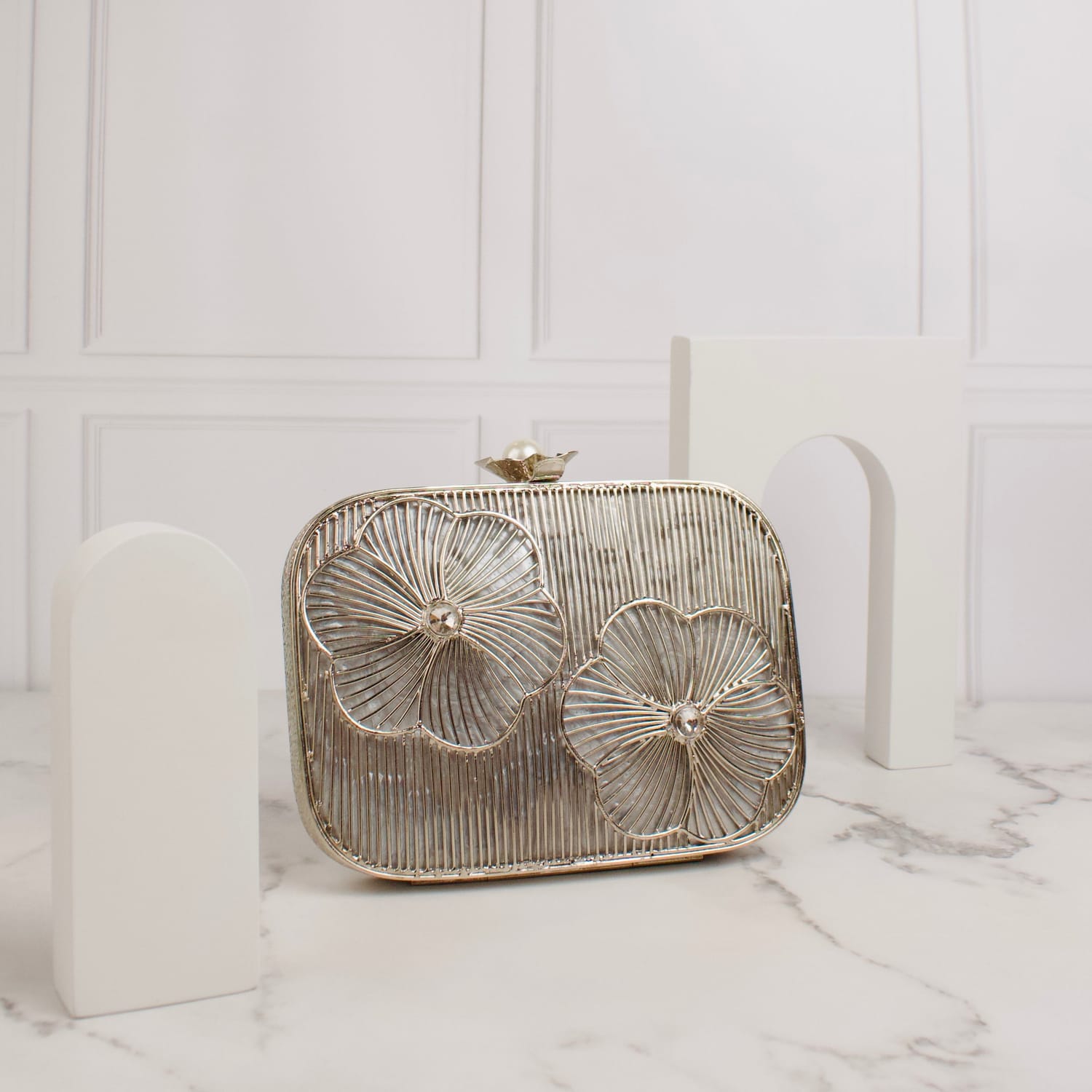 Petalia Silver Clutch