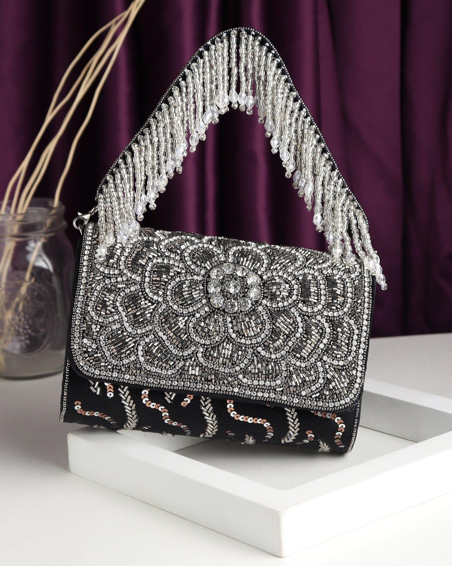 Sundarika Black Flap Bag
