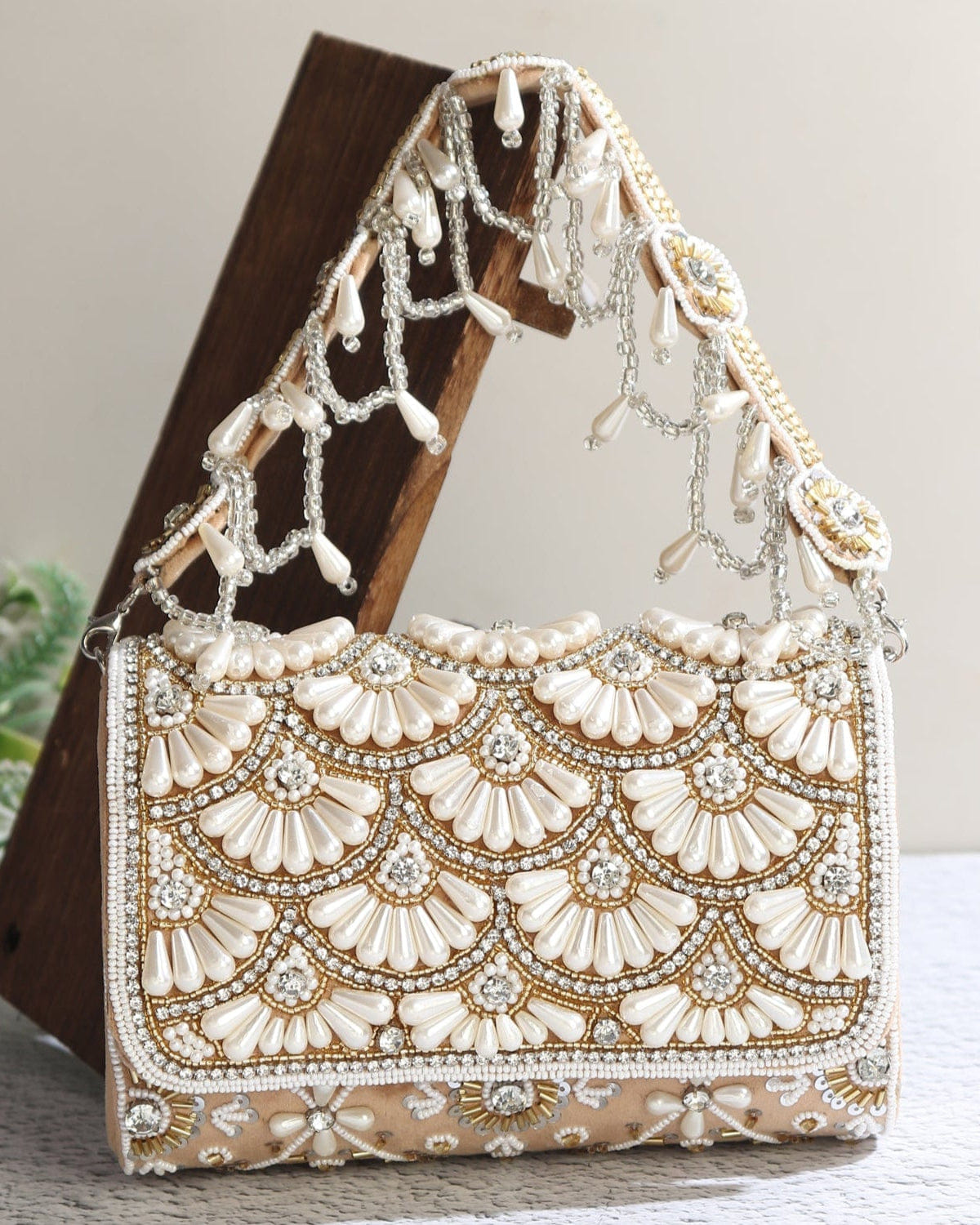 Noorani Beige Flap Bag