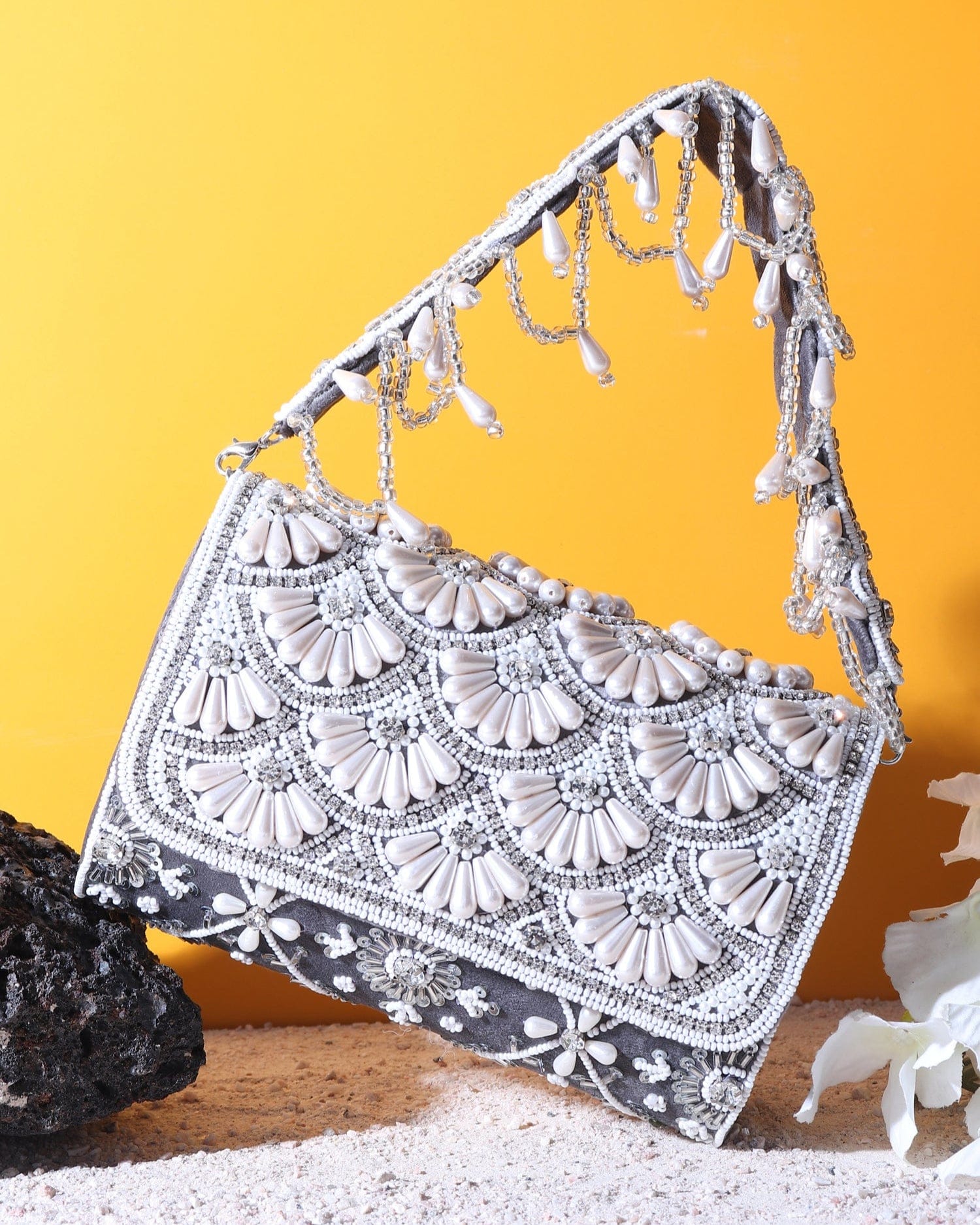 Noorani Grey Flap Bag