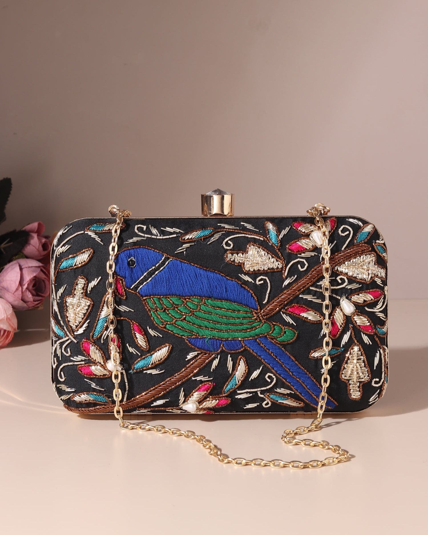 Parinda Black Clutch