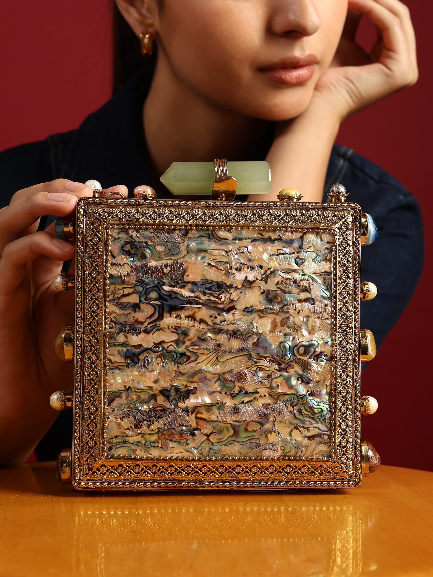 Aabha Golden Clutch