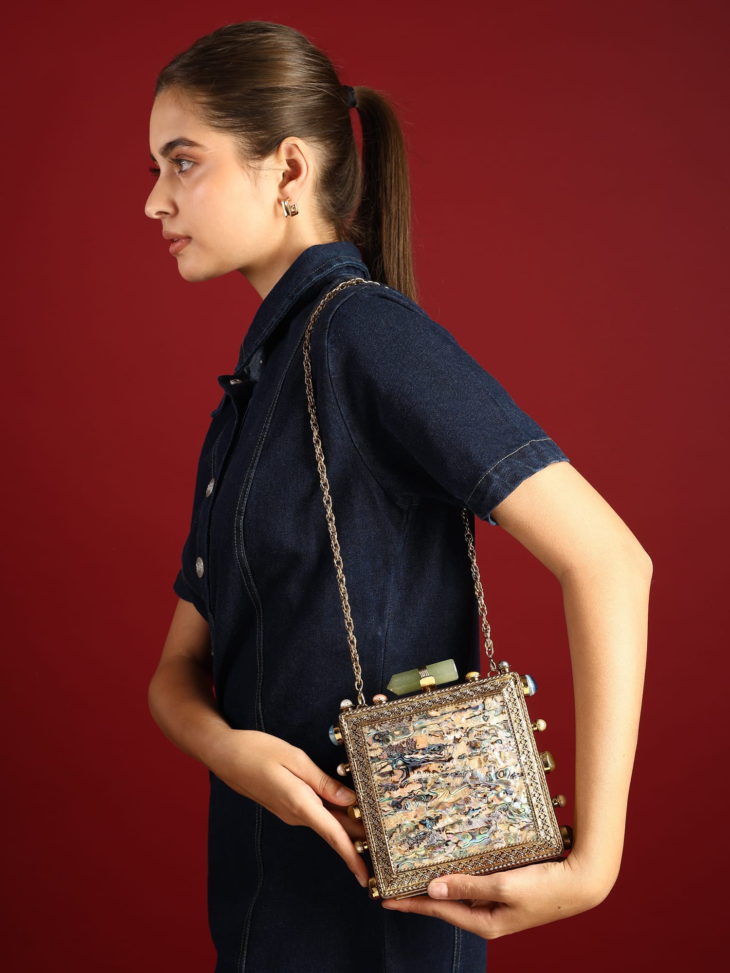 Aabha Golden Clutch